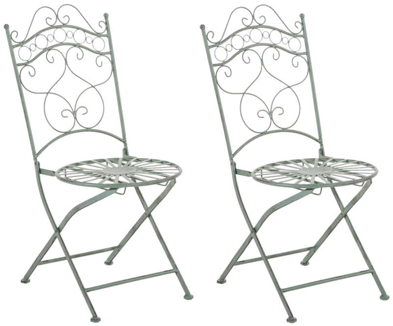 Kovová židle skládací Indra (SET 2 ks) - Zelená antik