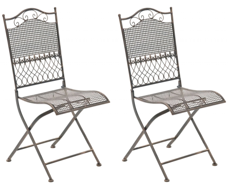 Kovová skladací židle Kiran (SET 2 ks) - Bronzová
