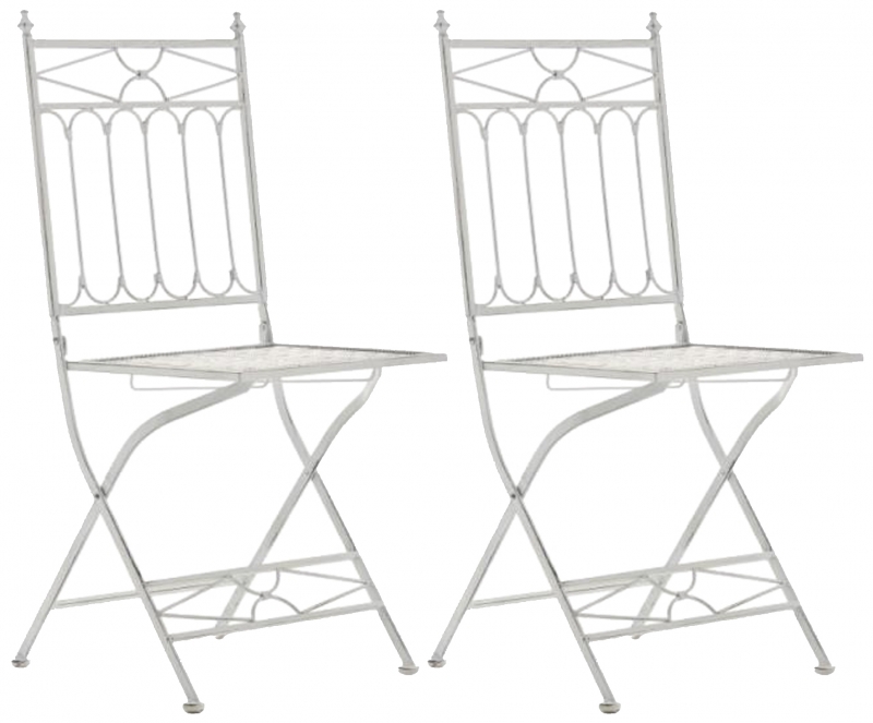 Skládací kovová židle Asina (SET 2 ks) - Bílá antik