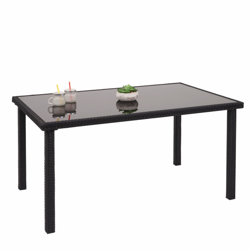 Zahradní stůl HWC-G19, polyratan, 120x75cm - černý