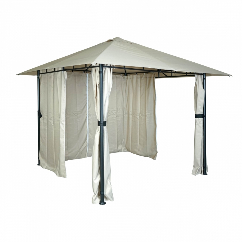 Pergola HWC-J63 se střechou a boční stěnou 3x3m - krémová