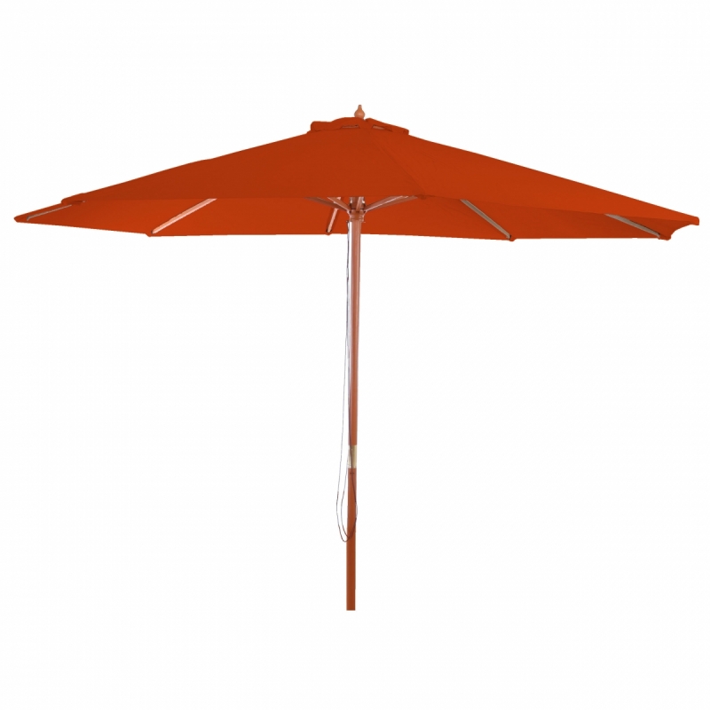 Slunečník Florida Ø 3 m - polyester/dřevo - terakota