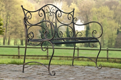 Rustikální kovová lavička Tar - Bronzová