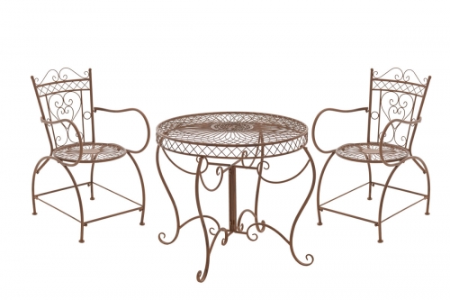 Souprava kovových židlí a stolu Sheela (SET 2 + 1) - Hnědá antik