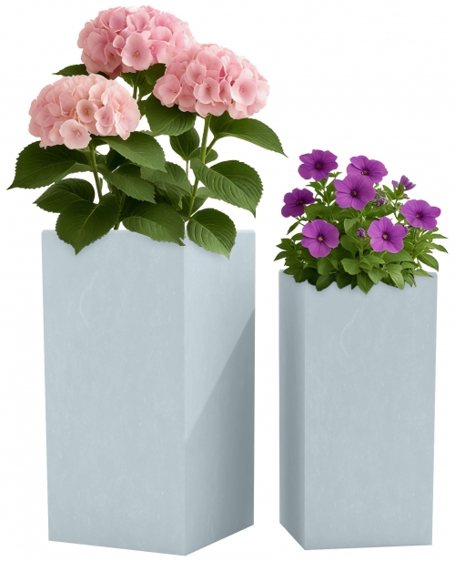 Sada 2 ks květináčů 3 square - šedá