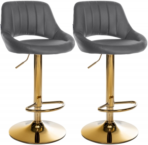 Sada 2 ks barové židle Milet koženka G - zlatá podnož - šedá