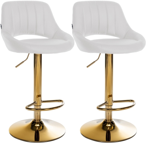 Sada 2 ks barové židle Milet koženka G - zlatá podnož - bílá