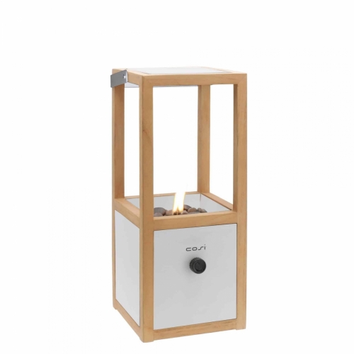 Plynová lucerna COSI Cosiscoop Urban, kov bílý / teak - 20 x 20 x výška 49 cm