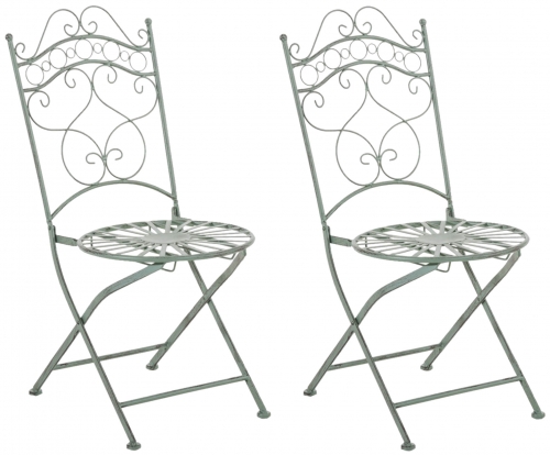 Kovová židle skládací Indra (SET 2 ks) - Zelená antik