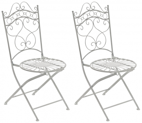 Kovová židle skládací Indra (SET 2 ks) - Bílá antik