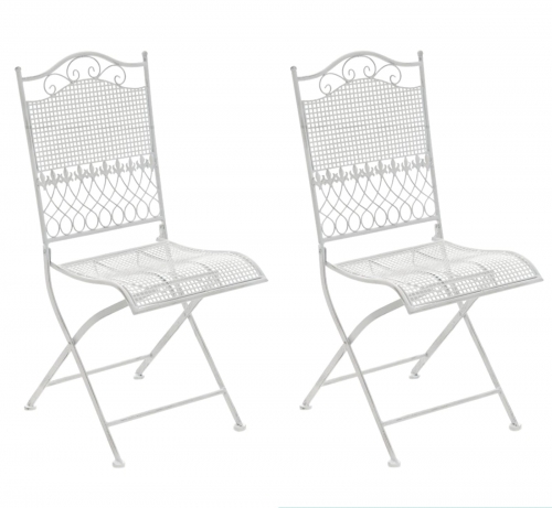 Kovová skladací židle Kiran (SET 2 ks) - Bílá antik