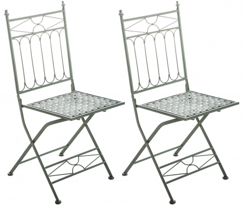 Skládací kovová židle Asina (SET 2 ks) - Zelená antik