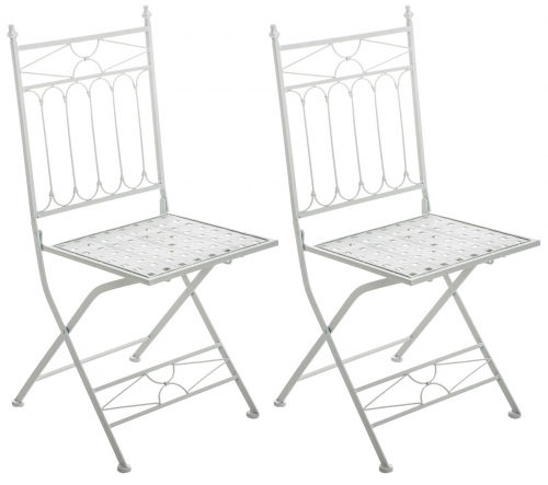 Skládací kovová židle Asina (SET 2 ks) - Bílá