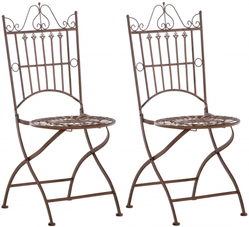 Kovová židle Sadao (SET 2 ks) - Hnědá antik