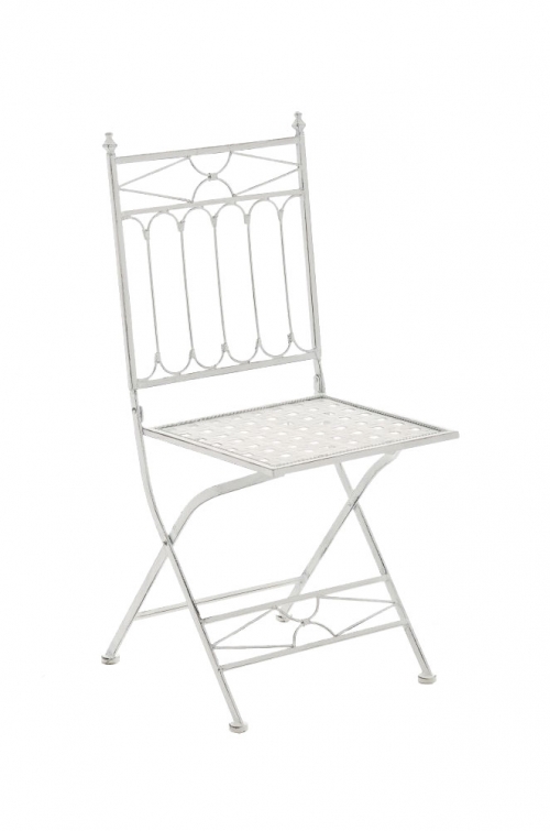 Skládací kovová židle Asina - Bílá antik