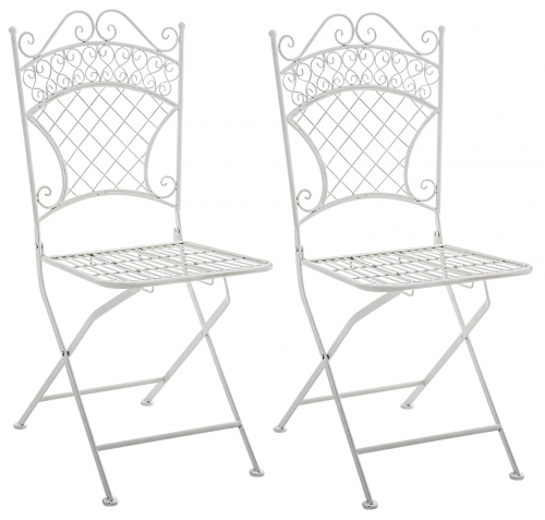 Skládací kovová židle Adelar (SET 2 ks) - Bílá