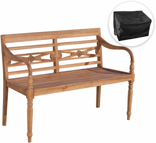 Zahradní lavice Maryland V2 s ochrannou plachtou - dřevo teak,120 cm