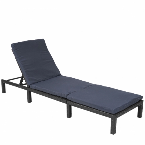 Zahradní lehátko HWC-A51, polyratan, šedé polštáře basic 5cm - antracit