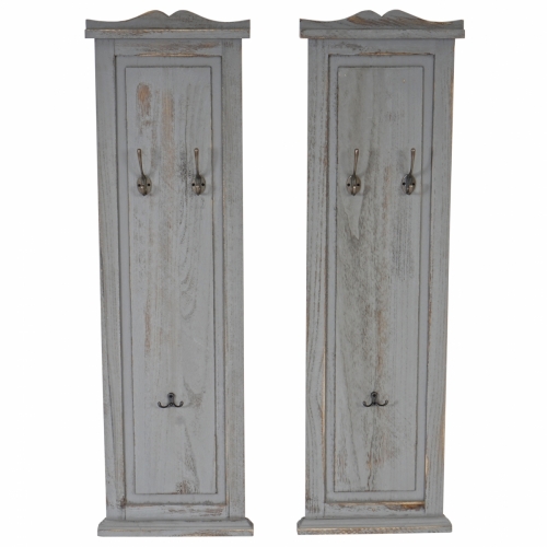 2x věšáková stěna s 3 věšáky 33040 - 109x28x3,5 cm, antik šedá