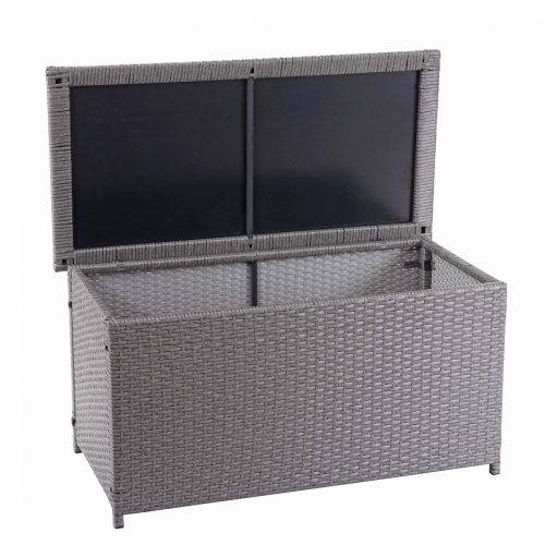 Polyratanový zahradní úložný box HWC-D88 - základní šedá, 51x115x59cm 250l