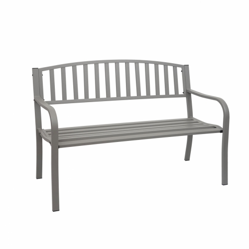 Zahradní lavička F43 2-místná - práškovaná ocel, 128 cm - Šedá