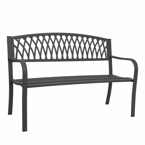 Zahradní lavička F45 2-místná ~ práškovaná ocel, 127 cm - Černá