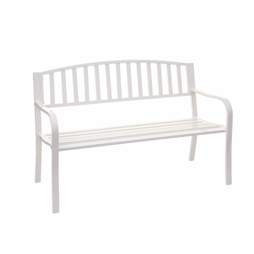 Zahradní lavička F43 2-místná - práškovaná ocel, 128 cm - Bílá