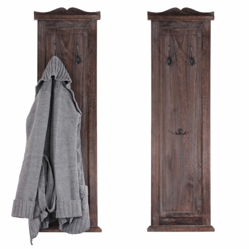 2x věšáková stěna s 3 věšáky 30351 - 109x28x3,5 cm, antik hnědá