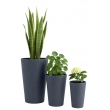 Sada 3 ks květináčů 3 round - antracitová