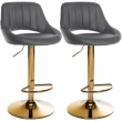 Sada 2 ks barové židle Milet koženka G - zlatá podnož - šedá