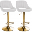 Sada 2 ks barové židle Milet koženka G - zlatá podnož - bílá