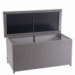 Polyratanový zahradní úložný box HWC-D88 - základní šedá, 63x135x52cm 320l
