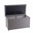 Polyratanový zahradní úložný box HWC-D88 - základní šedá, 51x100x50cm 170l