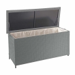 Polyratanový zahradní úložný box HWC-D88 - prémiová šedá, 63x135x52cm 320l