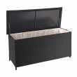 Polyratanový zahradní úložný box HWC-D88 - prémiová černá, 63x135x52cm 320l