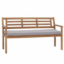 Zahradní lavička HWC-N47, 82x145x59 cm, akáciové dřevo - šedý polštář