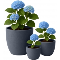 Sada 3 ks květináčů 1 round - antracitová
