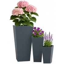 Sada 3 ks květináčů 2 square - antracitová