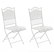 Kovová skladací židle Kiran (SET 2 ks) - Bílá antik
