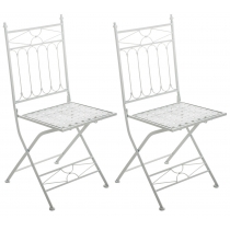 Skládací kovová židle Asina (SET 2 ks) - Bílá
