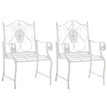 Kovová židle Punjab s područkami (SET 2 ks) - Bílá antik