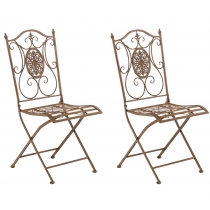 Kovová skladací židle Sibell (SET 2 ks) - Hnědá antik
