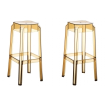 Plastová barová židle FOX (SET 2 ks) - Hnědá transparent