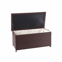 Polyratanový zahradní úložný box HWC-D88 - prémiová hnědá, 51x100x50cm 170l