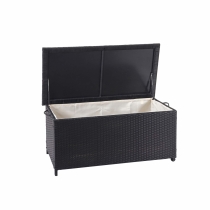 Polyratanový zahradní úložný box HWC-D88 - prémiová černá, 51x100x50cm 170l