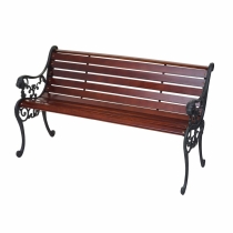 Zahradní lavice F98 2-místná - litina / dřevo, 125 cm - Hnědá