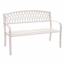 Zahradní lavička F45 2-místná - práškovaná ocel, 127 cm - Bílá